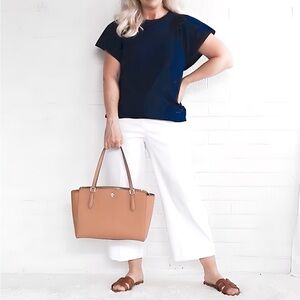 LOFT Flutter Sleeve Top - Navy - SP